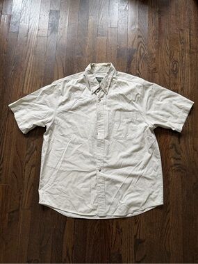 Eddie Bauer Cream Short-Sleeve Button-Down Shirt